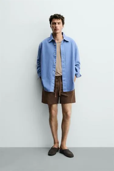 Шорты Relaxed Fit из хлопка и льна