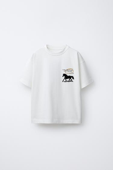 Zara Футболка с рельефным принтом «лошадь»