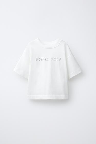 Zara Футболка с надписью из страз
