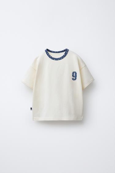 Zara Футболка с надписью и цветочным принтом