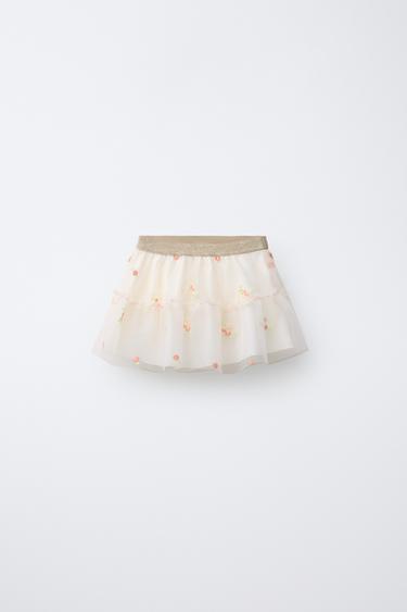 Zara Юбка из тюля с вышивкой цветочного узора купить с доставкой.