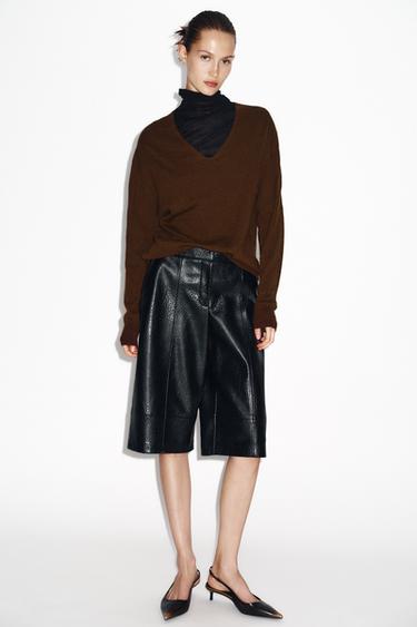 Zara Длинные бермуды из искусственной кожи
