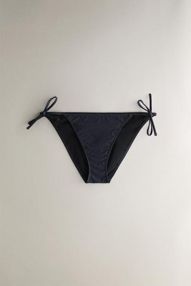 Zara Плавки-бикини средней посадки в клетку с завязками