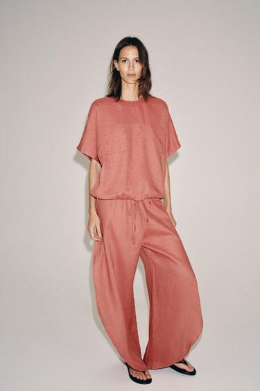 Zara Топ из 100% льна на шнуровке — коллекция ZARA «ZW»
