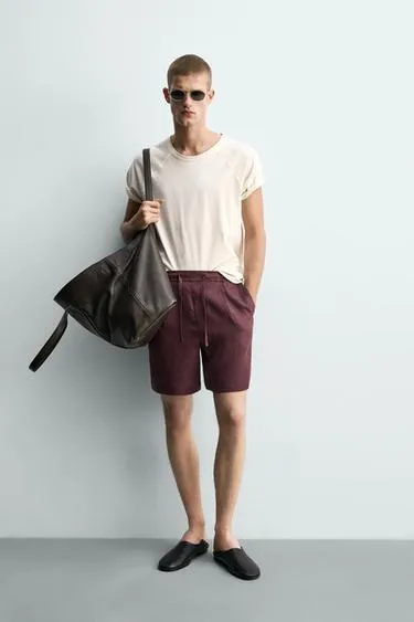 Шорты Relaxed Fit из 100% льна- Заказать в России