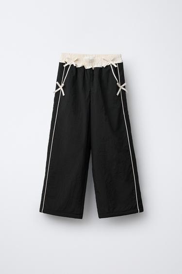 Zara Нейлоновые брюки с флисовой подкладкой и бантиками