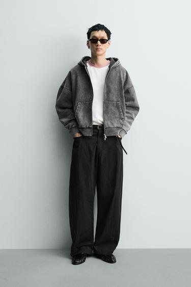 Zara Толстовка на молнии с эффектом стирки купить с доставкой.