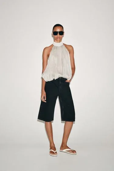 Джинсовые шорты-бермуды средней посадки Zara «Zw»- Заказать в России