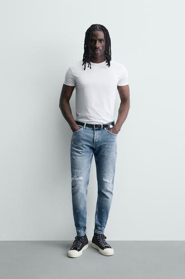 Узкие джинсы с потертостями skinny fit- Заказать в России