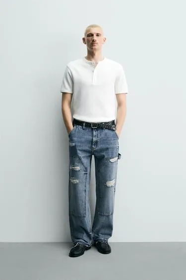Джинсы relaxed fit с карманом-портфелем