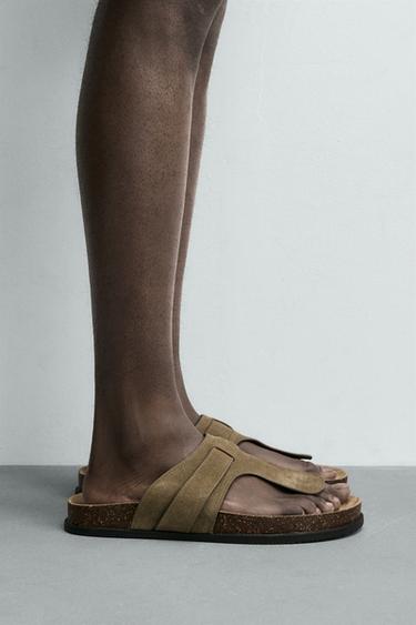 Zara Кожаные сандалии купить с доставкой.