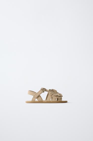 Zara Кожаные сандалии с цветочным декором купить с доставкой.