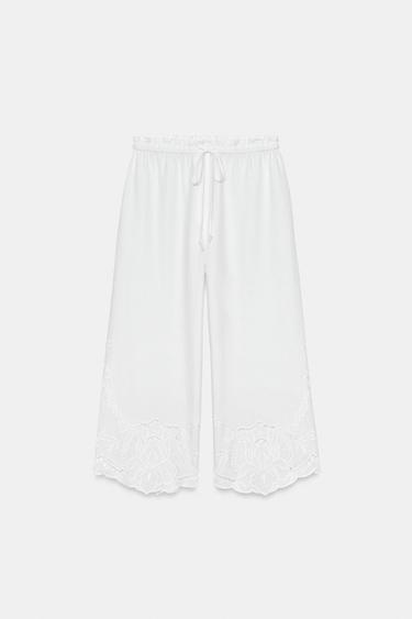 Zara Брюки с вышивкой и льном — коллекция ZARA «ZW»