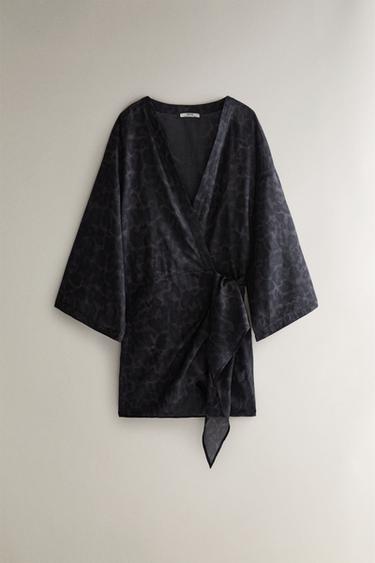 Zara Хлопковое платье с животным принтом купить с доставкой.