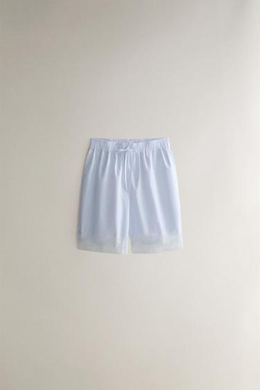 Zara Короткие шорты с кружевом в полоску
