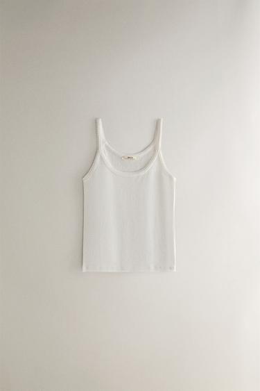 Zara Топ на бретелях с кружевной отделкой