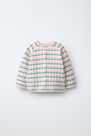 Zara Жаккардовый кардиган с цветочным принтом