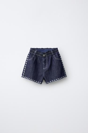 Zara Свободные джинсовые шорты с цветочной вышивкой купить с доставкой.