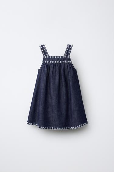 Zara Платье из денима с вышивкой купить с доставкой.