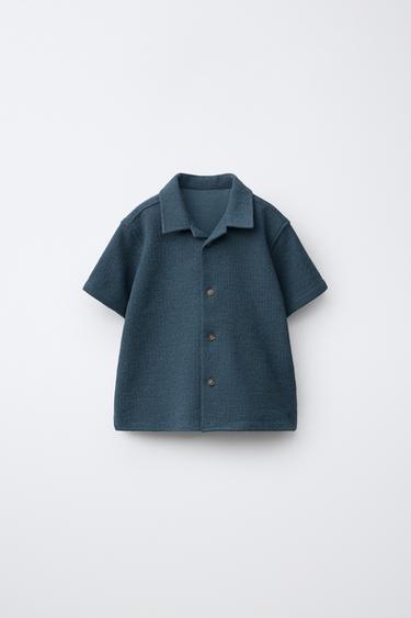 Zara Рубашка однотонная текстурированная купить с доставкой.
