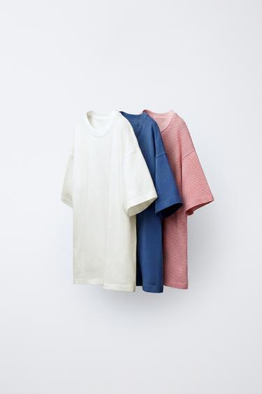 Zara Набор из трех футболок в полоску и однотонных купить с доставкой.