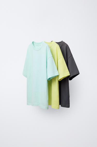 Zara Набор из трех однотонных футболок купить с доставкой.