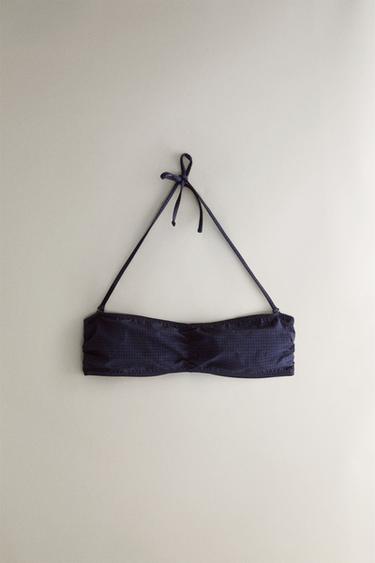 Zara Верх купальника бикини в клетку гингем купить с доставкой.