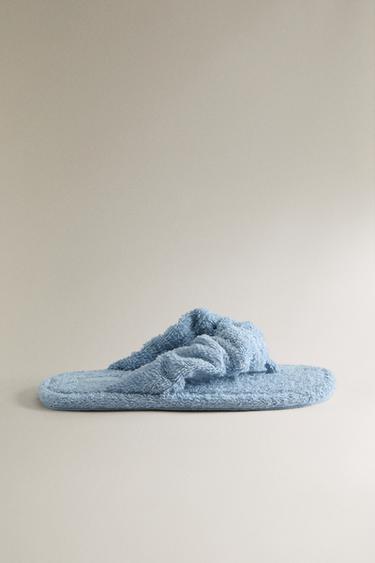 Zara Сандалии из махровой ткани на плоской подошве
