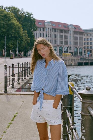 Zara Шорты Z1975 со средней посадкой и перфорированной вышивкой