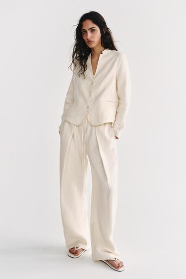 Zara Брюки со складками из 100% льна — коллекция ZARA «ZW»