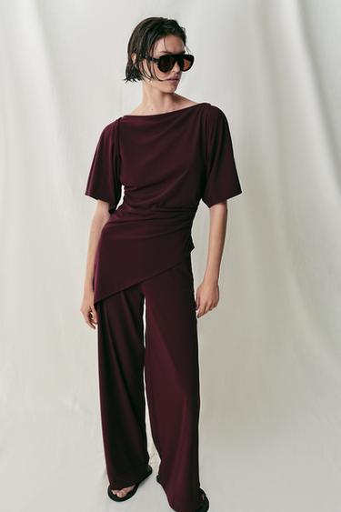 Zara Драпированный топ из крепа