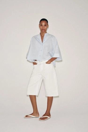 Асимметричная рубашка в полоску — коллекция Zara «Zw»- Заказать в России