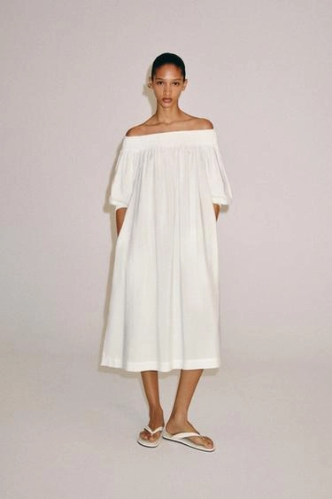 Платье миди с открытыми плечами — коллекция Zara «Zw»