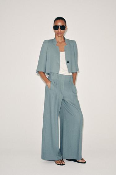 Zara Укороченный льняной блейзер — коллекция ZARA «ZW»