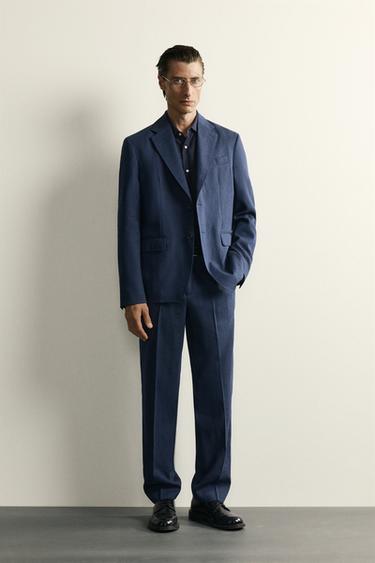 Zara Костюмные брюки стандартной посадки из льна и шерсти