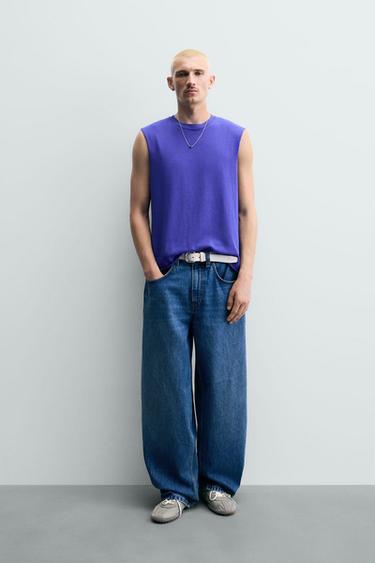 Zara Хлопковый трикотажный топ