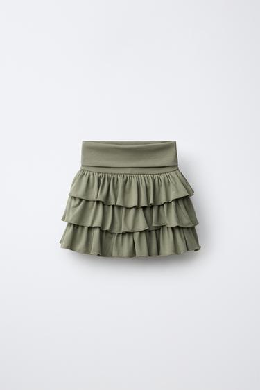 Zara Юбка-шорты с воланами и поясом с отворотами