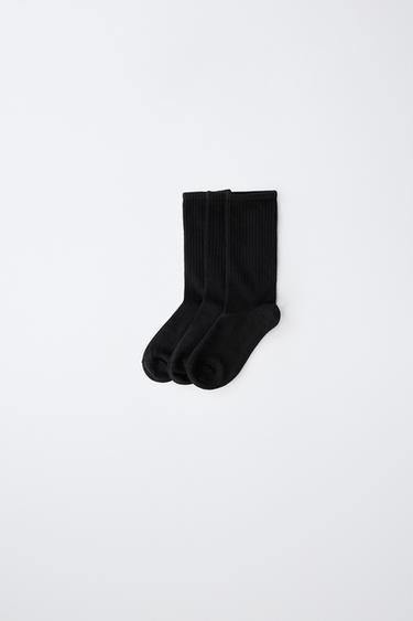 Zara Набор из 3 пар однотонных высоких носков купить с доставкой.