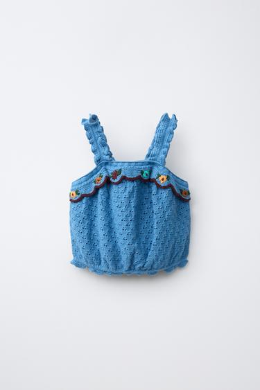 Zara Трикотажный топ с оборочкой и вышивкой из хлопка и льна MADE WITH LIBERTY FABRIC