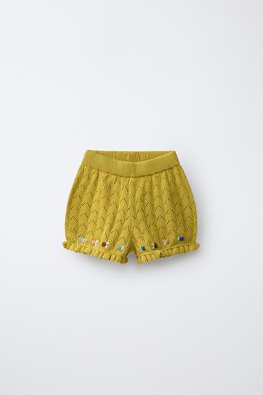 Zara Трикотажные шорты с вышивкой из хлопка и льна LIBERTY