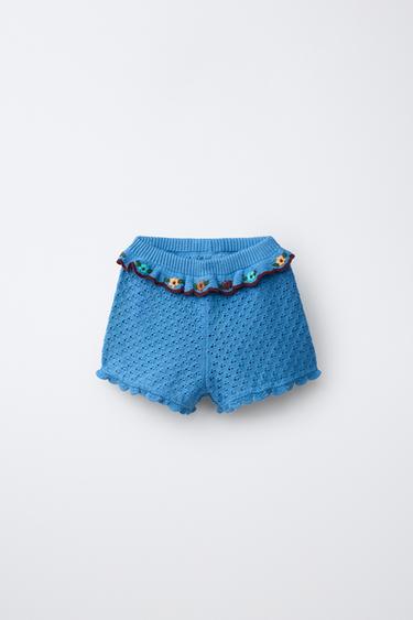 Zara Трикотажные шорты с воланами и вышивкой