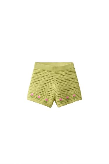 Zara Трикотажные шорты с вышитыми тюльпанами
