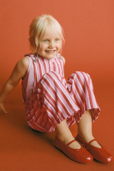 Zara Длинный комбинезон из твила в полоску купить с доставкой.