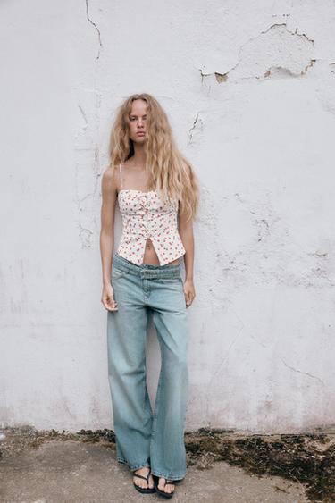 Zara Корсетный топ с принтом клубника купить с доставкой.