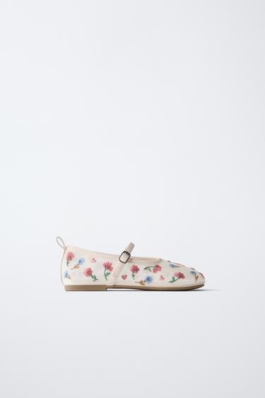 Zara Балетки с цветочной вышивкой купить с доставкой.