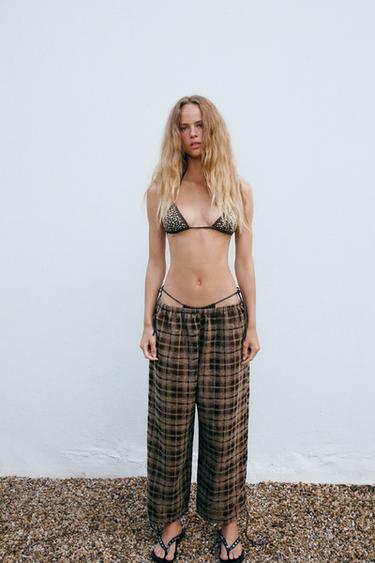 Zara Брюки в клетку с регулируемым низом