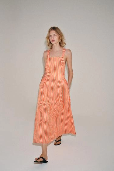 Платье миди в полоску — коллекция Zara «Zw»- Заказать в России