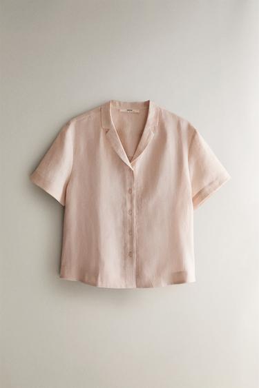 Zara Рубашка с коротким рукавом из льна купить с доставкой.