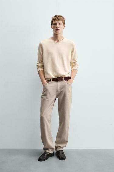 Zara Хлопковый свитер свободного кроя с V-образным вырезом купить с доставкой.