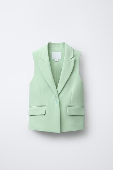 Zara Длинный жилет с застежкой на стразовые пуговицы купить с доставкой.